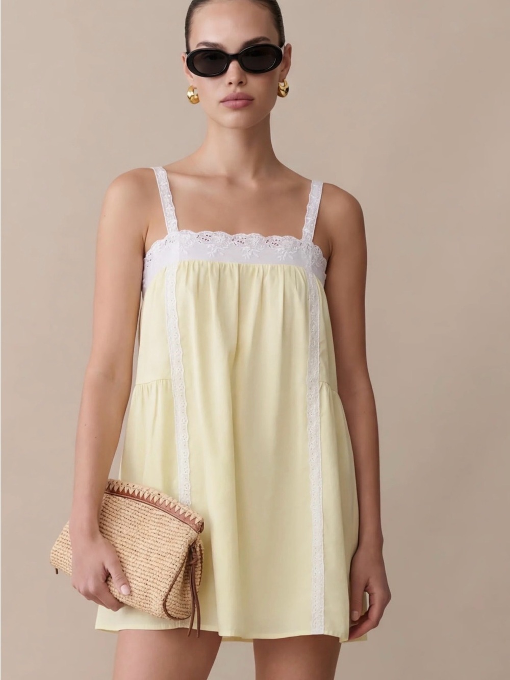 Few Moda kourt NWT Florence Butter Yellow 100% Cotton Mini Dress